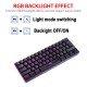 Wireless Keyboard 61 Keys BT+2.4G Dual-mode Keyboard with RGB Backlight Effect ABS Two-color Injection Molding keycap Black Wireless Keyboard 61 Keys BT+2.4G Dual-mode Keyboard with RGB Backlight Effect ABS Two-color Injection Molding keycap Black