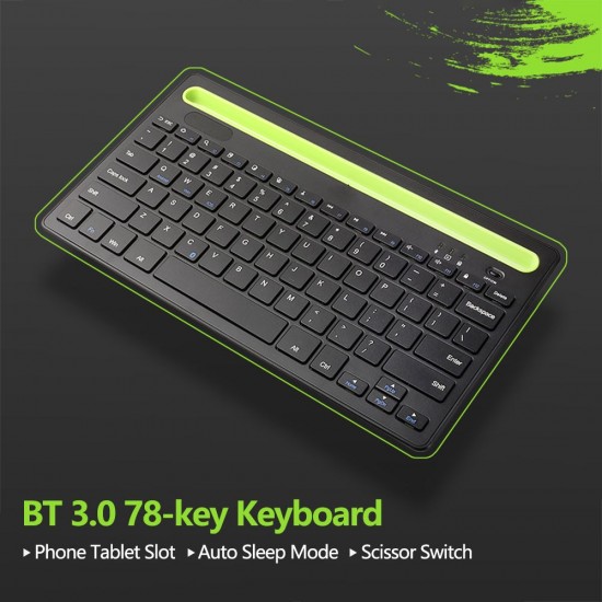 BT 3.0 Keyboard Wireless Rechargeable 78-key Keyboard with Phone Tablet Slot Scissor Switch Auto Sleep Mode, Black BT 3.0 Keyboard Wireless Rechargeable 78-key Keyboard with Phone Tablet Slot Scissor Switch Auto Sleep Mode, Black