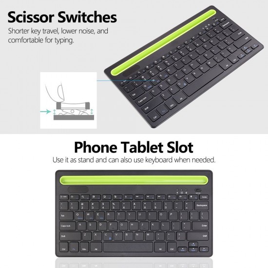 BT 3.0 Keyboard Wireless Rechargeable 78-key Keyboard with Phone Tablet Slot Scissor Switch Auto Sleep Mode, Black BT 3.0 Keyboard Wireless Rechargeable 78-key Keyboard with Phone Tablet Slot Scissor Switch Auto Sleep Mode, Black