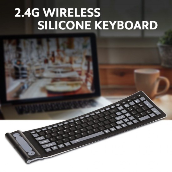 2.4G Wireless Keyboard 107 Keys Portable Folding Soft Silicone Dustproof Keyboard for Desktop Computer Laptop Plug and Play 2.4G Wireless Keyboard 107 Keys Portable Folding Soft Silicone Dustproof Keyboard for Desktop Computer Laptop Plug and Play