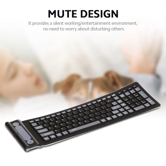 2.4G Wireless Keyboard 107 Keys Portable Folding Soft Silicone Dustproof Keyboard for Desktop Computer Laptop Plug and Play 2.4G Wireless Keyboard 107 Keys Portable Folding Soft Silicone Dustproof Keyboard for Desktop Computer Laptop Plug and Play