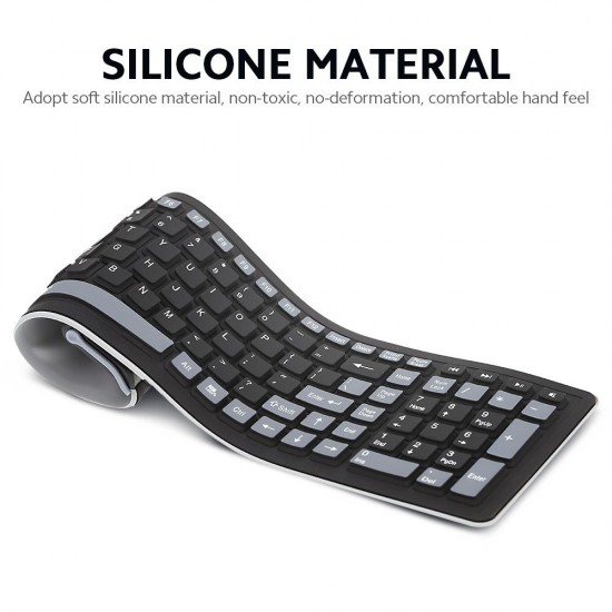 2.4G Wireless Keyboard 107 Keys Portable Folding Soft Silicone Dustproof Keyboard for Desktop Computer Laptop Plug and Play 2.4G Wireless Keyboard 107 Keys Portable Folding Soft Silicone Dustproof Keyboard for Desktop Computer Laptop Plug and Play