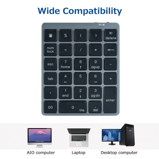 28 Keys Wireless Numeric Keyboard Financial Accounting Office Keyboard BT+USB Dual-mode Connection Built-in Lithium Battery 28 Keys Wireless Numeric Keyboard Financial Accounting Office Keyboard BT+USB Dual-mode Connection Built-in Lithium Battery