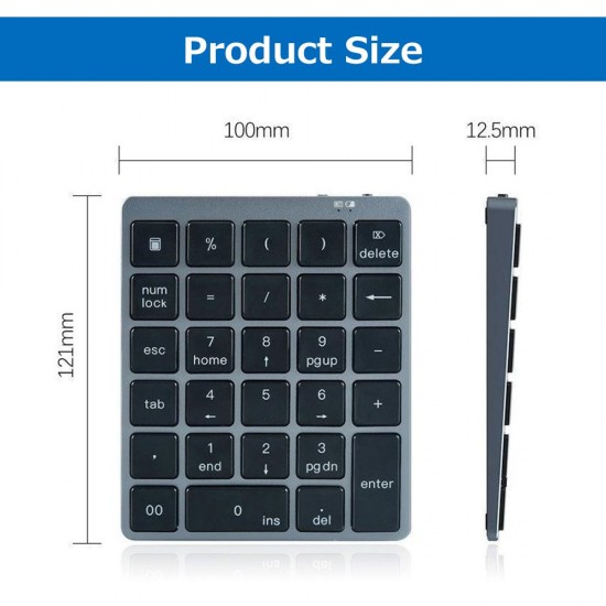 28 Keys Wireless Numeric Keyboard Financial Accounting Office Keyboard BT+USB Dual-mode Connection Built-in Lithium Battery 28 Keys Wireless Numeric Keyboard Financial Accounting Office Keyboard BT+USB Dual-mode Connection Built-in Lithium Battery