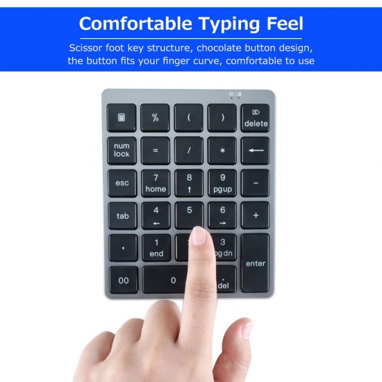 28 Keys Wireless Numeric Keyboard Financial Accounting Office Keyboard BT+USB Dual-mode Connection Built-in Lithium Battery 28 Keys Wireless Numeric Keyboard Financial Accounting Office Keyboard BT+USB Dual-mode Connection Built-in Lithium Battery