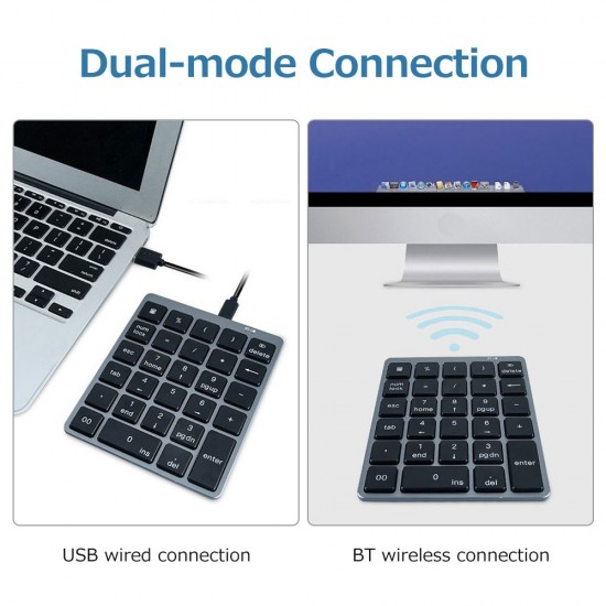 28 Keys Wireless Numeric Keyboard Financial Accounting Office Keyboard BT+USB Dual-mode Connection Built-in Lithium Battery 28 Keys Wireless Numeric Keyboard Financial Accounting Office Keyboard BT+USB Dual-mode Connection Built-in Lithium Battery