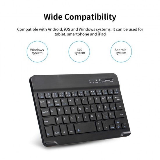 7-inch Wireless BT 3.0 Keyboard Mini Ultra-slim BT Keyboard for Tablet Smartphone Support iOS Windows Android Systems Black 7-inch Wireless BT 3.0 Keyboard Mini Ultra-slim BT Keyboard for Tablet Smartphone Support iOS Windows Android Systems Black