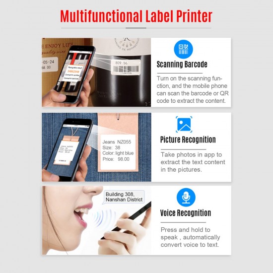 Portable 80mm Thermal Label Printer BT Label Maker Sticker Machine with Rechargeable Battery Compatible with iOS Android Computer for Supermarket Clothing Jewelry Retail Store Labeling Shipping Barcodes Price Name Printing Portable 80mm Thermal Label Printer BT Label Maker Sticker Machine with Rechargeable Battery Compatible with iOS Android Computer for Supermarket Clothing Jewelry Retail Store Labeling Shipping Barcodes Price Name Printing