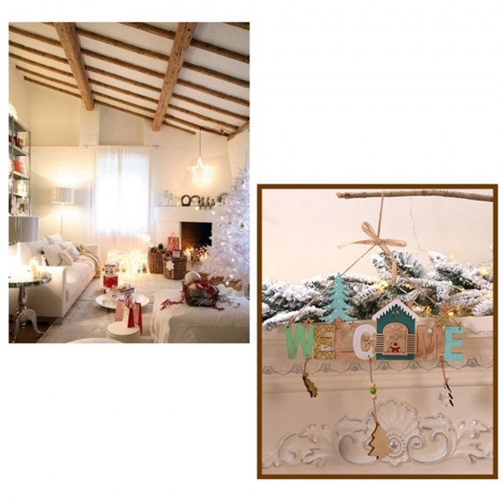 Christmas Wooden Bells Letter Pendant Welcome to the Door Sign Creative Shop Indicating Widget Hanging Decoration Christmas Wooden Bells Letter Pendant Welcome to the Door Sign Creative Shop Indicating Widget Hanging Decoration