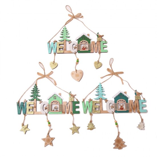 Christmas Wooden Bells Letter Pendant Welcome to the Door Sign Creative Shop Indicating Widget Hanging Decoration Christmas Wooden Bells Letter Pendant Welcome to the Door Sign Creative Shop Indicating Widget Hanging Decoration