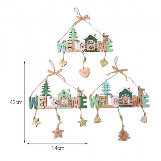 Christmas Wooden Bells Letter Pendant Welcome to the Door Sign Creative Shop Indicating Widget Hanging Decoration Christmas Wooden Bells Letter Pendant Welcome to the Door Sign Creative Shop Indicating Widget Hanging Decoration