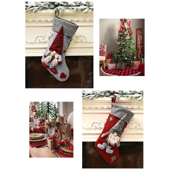 Christmas Stocking 17'' Xmas Character 3D Plush with Faux Fur Cuff Christmas Decorations and Party Accessory Christmas Stocking 17'' Xmas Character 3D Plush with Faux Fur Cuff Christmas Decorations and Party Accessory
