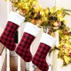 Christmas Candy Stocking Classic Plaid Pattern Reusable Tote Bags Gift Tote Bag Happy Hanging Socks for Holiday Party Christmas Decorations Christmas Candy Stocking Classic Plaid Pattern Reusable Tote Bags Gift Tote Bag Happy Hanging Socks for Holiday Party Christmas Decorations