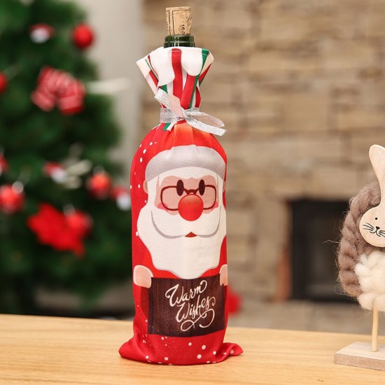 Christmas Wine Bottle Covers/Bags Holiday Wine Bottle Covers Santa Clause,Snowman & Reindeer Drawstring Bags Christmas Decor Gift(Santa) Christmas Wine Bottle Covers/Bags Holiday Wine Bottle Covers Santa Clause,Snowman & Reindeer Drawstring Bags Christmas Decor Gift(Santa)