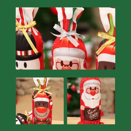 Christmas Wine Bottle Covers/Bags Holiday Wine Bottle Covers Santa Clause,Snowman & Reindeer Drawstring Bags Christmas Decor Gift(Santa) Christmas Wine Bottle Covers/Bags Holiday Wine Bottle Covers Santa Clause,Snowman & Reindeer Drawstring Bags Christmas Decor Gift(Santa)