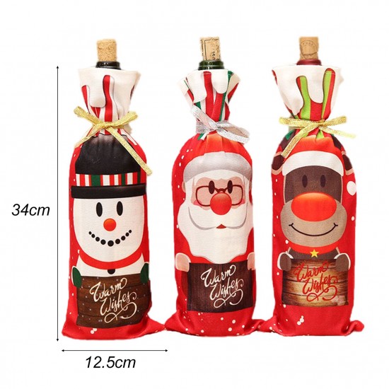 Christmas Wine Bottle Covers/Bags Holiday Wine Bottle Covers Santa Clause,Snowman & Reindeer Drawstring Bags Christmas Decor Gift(Santa) Christmas Wine Bottle Covers/Bags Holiday Wine Bottle Covers Santa Clause,Snowman & Reindeer Drawstring Bags Christmas Decor Gift(Santa)
