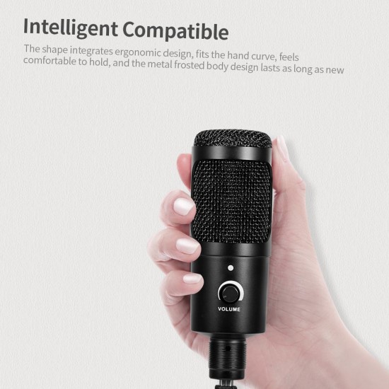 Professional Studio Microphone USB Metal Condenser Recording Microphone with Cardioid Studio Recording Mic for PC Laptop Black Professional Studio Microphone USB Metal Condenser Recording Microphone with Cardioid Studio Recording Mic for PC Laptop Black