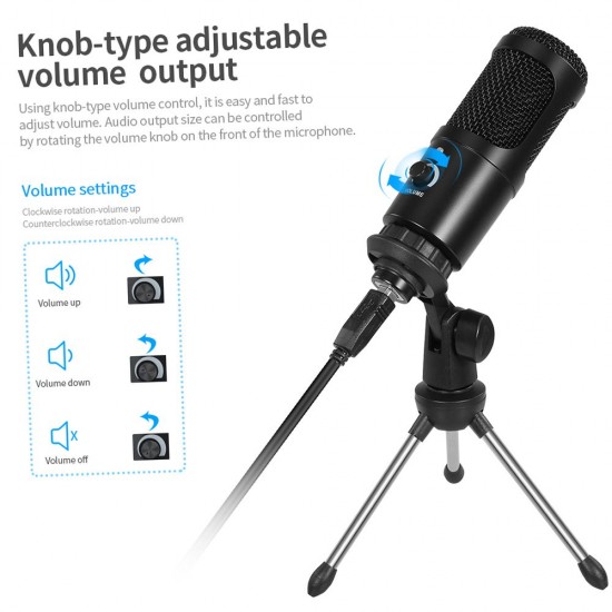 Professional Studio Microphone USB Metal Condenser Recording Microphone with Cardioid Studio Recording Mic for PC Laptop Black Professional Studio Microphone USB Metal Condenser Recording Microphone with Cardioid Studio Recording Mic for PC Laptop Black