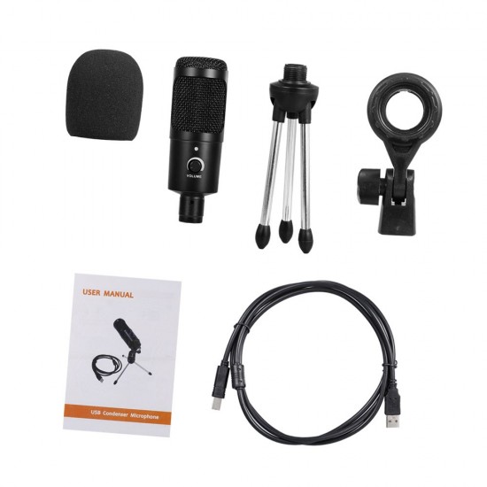Professional Studio Microphone USB Metal Condenser Recording Microphone with Cardioid Studio Recording Mic for PC Laptop Black Professional Studio Microphone USB Metal Condenser Recording Microphone with Cardioid Studio Recording Mic for PC Laptop Black
