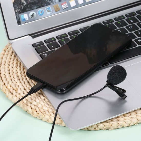 Type-C Lavalier Microphone Omni-Directional Condenser Microphone Superb Sound for Audio and Video Recording Black Type-C Lavalier Microphone Omni-Directional Condenser Microphone Superb Sound for Audio and Video Recording Black