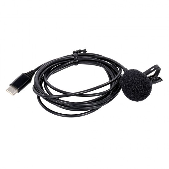 Type-C Lavalier Microphone Omni-Directional Condenser Microphone Superb Sound for Audio and Video Recording Black Type-C Lavalier Microphone Omni-Directional Condenser Microphone Superb Sound for Audio and Video Recording Black
