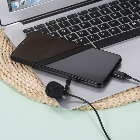 Type-C Lavalier Microphone Omni-Directional Condenser Microphone Superb Sound for Audio and Video Recording Black Type-C Lavalier Microphone Omni-Directional Condenser Microphone Superb Sound for Audio and Video Recording Black