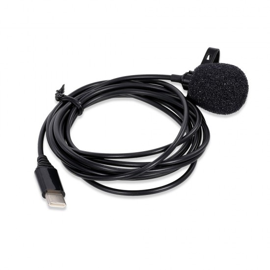Type-C Lavalier Microphone Omni-Directional Condenser Microphone Superb Sound for Audio and Video Recording Black Type-C Lavalier Microphone Omni-Directional Condenser Microphone Superb Sound for Audio and Video Recording Black