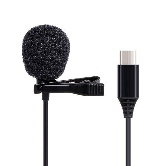 Type-C Lavalier Microphone Omni-Directional Condenser Microphone Superb Sound for Audio and Video Recording Black Type-C Lavalier Microphone Omni-Directional Condenser Microphone Superb Sound for Audio and Video Recording Black