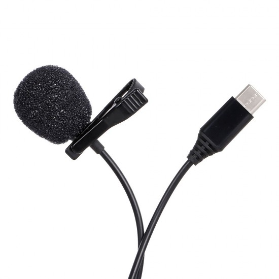 Type-C Lavalier Microphone Omni-Directional Condenser Microphone Superb Sound for Audio and Video Recording Black Type-C Lavalier Microphone Omni-Directional Condenser Microphone Superb Sound for Audio and Video Recording Black