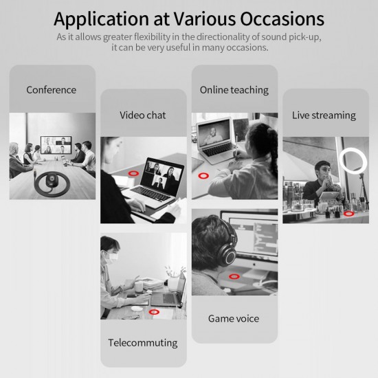 Omnidirectional Condenser Microphone Conference Microphone Capacitor Mic for Video Chat/ Online Teaching/Live Streaming Black Omnidirectional Condenser Microphone Conference Microphone Capacitor Mic for Video Chat/ Online Teaching/Live Streaming Black