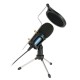 Condenser Microphone with 3.5mm Cable Noise Reduction/Tripod Stand/Pop Filter/Support Outputting to Earphone/Multiple Uses Blue Condenser Microphone with 3.5mm Cable Noise Reduction/Tripod Stand/Pop Filter/Support Outputting to Earphone/Multiple Uses Blue
