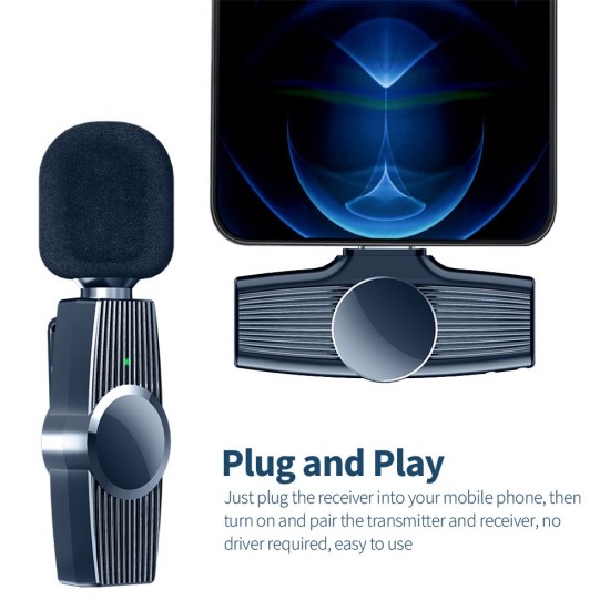 2.4GHz Wireless Clip-on Microphone 20m Transmission Distance Plug and Play for Live Streaming Vlog Shooting Type-C Interface 2.4GHz Wireless Clip-on Microphone 20m Transmission Distance Plug and Play for Live Streaming Vlog Shooting Type-C Interface