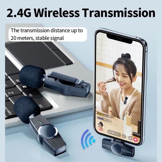 2.4GHz Wireless Clip-on Microphone 20m Transmission Distance Plug and Play for Live Streaming Vlog Shooting Type-C Interface 2.4GHz Wireless Clip-on Microphone 20m Transmission Distance Plug and Play for Live Streaming Vlog Shooting Type-C Interface