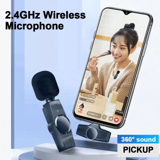 2.4GHz Wireless Clip-on Microphone 20m Transmission Distance Plug and Play for Live Streaming Vlog Shooting Type-C Interface 2.4GHz Wireless Clip-on Microphone 20m Transmission Distance Plug and Play for Live Streaming Vlog Shooting Type-C Interface