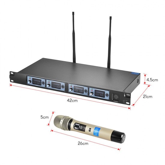 4D-B Professional 4 Channel UHF Wireless Handheld Microphone System 4 Microphones 1 Wireless Receiver 6.35mm Audio Cable LCD Display for Karaoke Family Party Presentation Performance Public Address 4D-B Professional 4 Channel UHF Wireless Handheld Microphone System 4 Microphones 1 Wireless Receiver 6.35mm Audio Cable LCD Display for Karaoke Family Party Presentation Performance Public Address