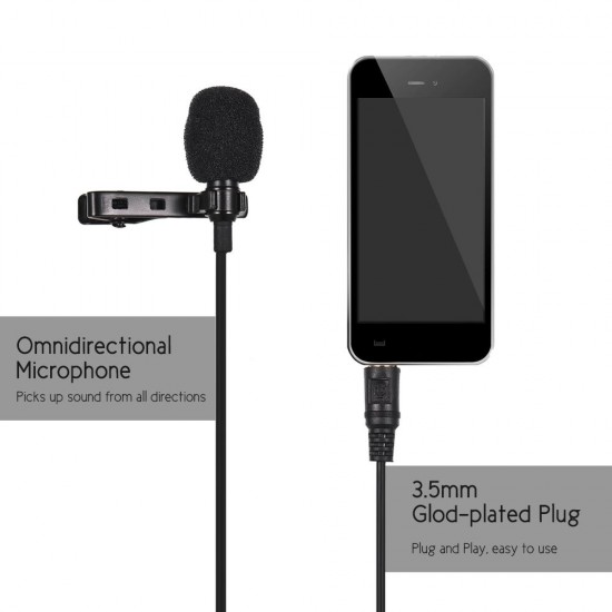 Mini Tie Lapel Clip-on Wired Microphone Mic 3.5mm Plug for Smartphone PC Laptop Chatting Singing Karaoke with Carry Case Mini Tie Lapel Clip-on Wired Microphone Mic 3.5mm Plug for Smartphone PC Laptop Chatting Singing Karaoke with Carry Case