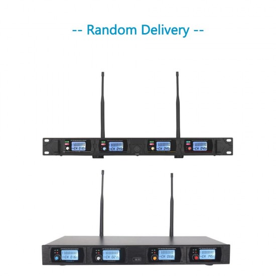 D2 Professional 4-Channel UHF Wireless Conference Microphone System 6.35mm & XLR Outputs Dual Antenna with Rack-Mount Receiver 4 Desktop Mics D2 Professional 4-Channel UHF Wireless Conference Microphone System 6.35mm & XLR Outputs Dual Antenna with Rack-Mount Receiver 4 Desktop Mics