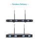 D2 Professional 4-Channel UHF Wireless Conference Microphone System 6.35mm & XLR Outputs Dual Antenna with Rack-Mount Receiver 4 Desktop Mics D2 Professional 4-Channel UHF Wireless Conference Microphone System 6.35mm & XLR Outputs Dual Antenna with Rack-Mount Receiver 4 Desktop Mics