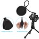 Mini Desktop Microphone Tripod Stand with Shock Mount Mic Holder Pop Filter for Studio Recording Online Broadcasting Chatting Singing Meeting Mini Desktop Microphone Tripod Stand with Shock Mount Mic Holder Pop Filter for Studio Recording Online Broadcasting Chatting Singing Meeting