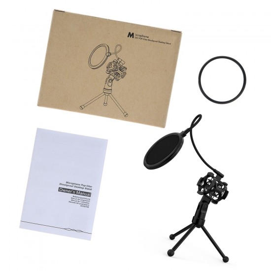Mini Desktop Microphone Tripod Stand with Shock Mount Mic Holder Pop Filter for Studio Recording Online Broadcasting Chatting Singing Meeting Mini Desktop Microphone Tripod Stand with Shock Mount Mic Holder Pop Filter for Studio Recording Online Broadcasting Chatting Singing Meeting