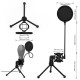 Mini Desktop Microphone Tripod Stand with Shock Mount Mic Holder Pop Filter for Studio Recording Online Broadcasting Chatting Singing Meeting Mini Desktop Microphone Tripod Stand with Shock Mount Mic Holder Pop Filter for Studio Recording Online Broadcasting Chatting Singing Meeting