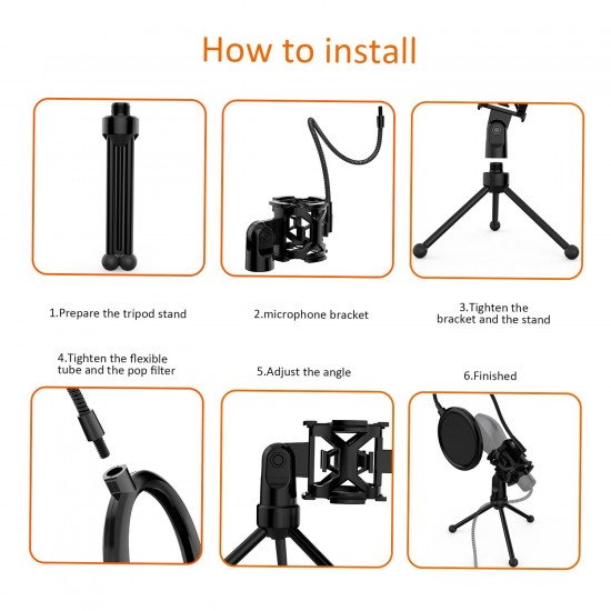 Mini Desktop Microphone Tripod Stand with Shock Mount Mic Holder Pop Filter for Studio Recording Online Broadcasting Chatting Singing Meeting Mini Desktop Microphone Tripod Stand with Shock Mount Mic Holder Pop Filter for Studio Recording Online Broadcasting Chatting Singing Meeting