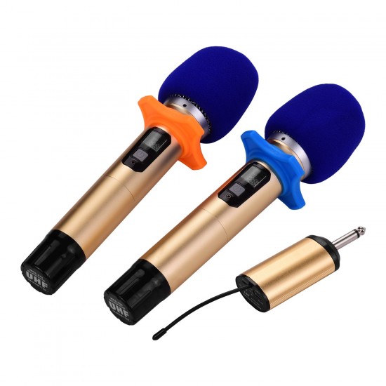 Portable UHF Wireless Microphone Mic System with 1 Receiver and 2 Handheld Microphones for Karaoke Business Meeting Speech Live Performance Tour Guiding Portable UHF Wireless Microphone Mic System with 1 Receiver and 2 Handheld Microphones for Karaoke Business Meeting Speech Live Performance Tour Guiding
