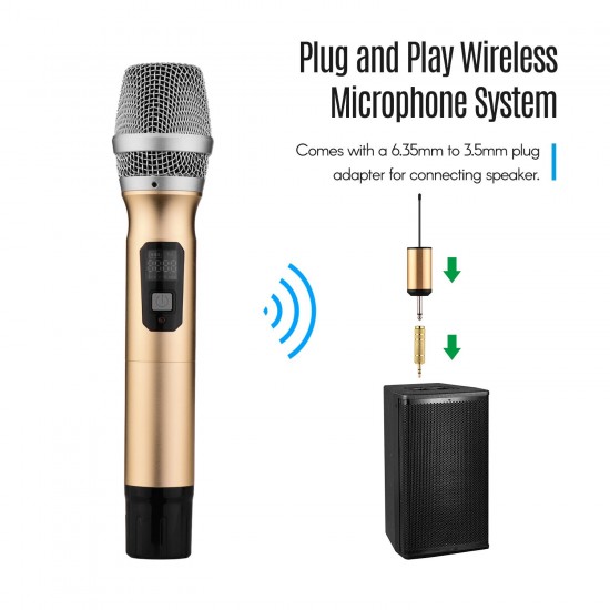 Portable UHF Wireless Microphone Mic System with 1 Receiver and 2 Handheld Microphones for Karaoke Business Meeting Speech Live Performance Tour Guiding Portable UHF Wireless Microphone Mic System with 1 Receiver and 2 Handheld Microphones for Karaoke Business Meeting Speech Live Performance Tour Guiding