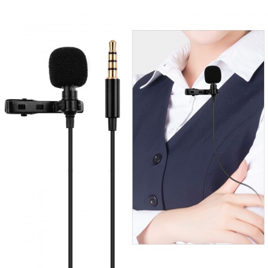 Professional Clip-On Microphone 3.5mm Audio Plug for Smartphones Comes with 2 Meters Extension Wire Professional Clip-On Microphone 3.5mm Audio Plug for Smartphones Comes with 2 Meters Extension Wire