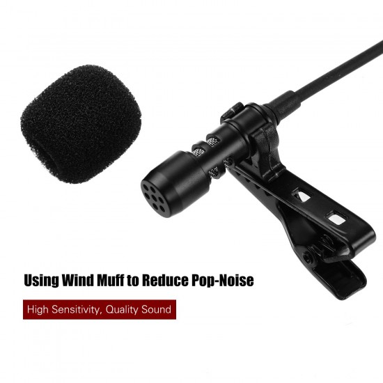 Professional Clip-On Microphone 3.5mm Audio Plug for Smartphones Comes with 2 Meters Extension Wire Professional Clip-On Microphone 3.5mm Audio Plug for Smartphones Comes with 2 Meters Extension Wire