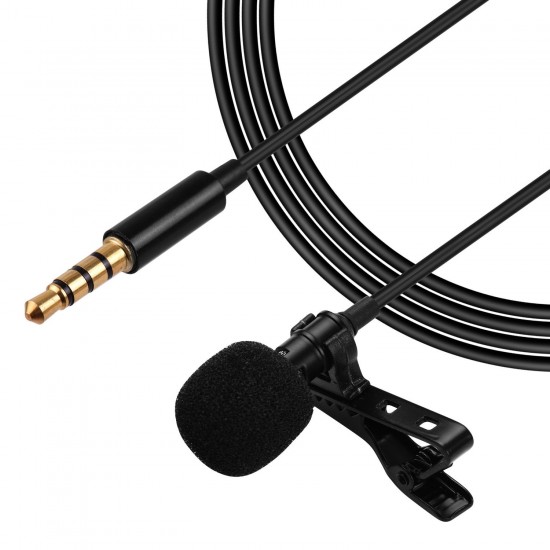 Professional Clip-On Microphone 3.5mm Audio Plug for Smartphones Comes with 2 Meters Extension Wire Professional Clip-On Microphone 3.5mm Audio Plug for Smartphones Comes with 2 Meters Extension Wire