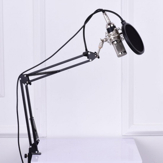 Professional Studio Broadcasting Recording Condenser Microphone Mic Kit Set 3.5mm with Shock Mount Adjustable Suspension Scissor Arm Stand Mounting Clamp Pop Filter Mic Clip Professional Studio Broadcasting Recording Condenser Microphone Mic Kit Set 3.5mm with Shock Mount Adjustable Suspension Scissor Arm Stand Mounting Clamp Pop Filter Mic Clip