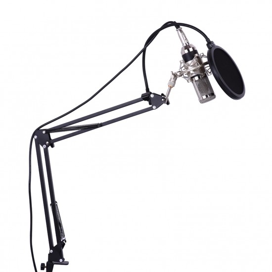 Professional Studio Broadcasting Recording Condenser Microphone Mic Kit Set 3.5mm with Shock Mount Adjustable Suspension Scissor Arm Stand Mounting Clamp Pop Filter Mic Clip Professional Studio Broadcasting Recording Condenser Microphone Mic Kit Set 3.5mm with Shock Mount Adjustable Suspension Scissor Arm Stand Mounting Clamp Pop Filter Mic Clip