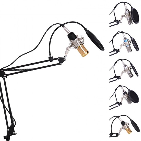 Professional Studio Broadcasting Recording Condenser Microphone Mic Kit Set 3.5mm with Shock Mount Adjustable Suspension Scissor Arm Stand Mounting Clamp Pop Filter Mic Clip Professional Studio Broadcasting Recording Condenser Microphone Mic Kit Set 3.5mm with Shock Mount Adjustable Suspension Scissor Arm Stand Mounting Clamp Pop Filter Mic Clip